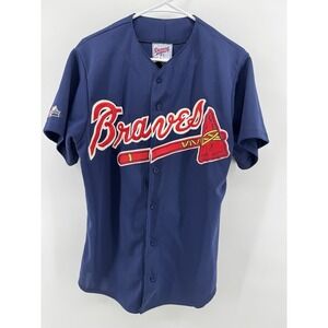 Majestic Atlanta Braves Navy Blue Red Team Jersey